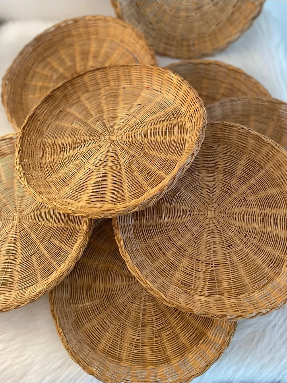 Vintage Basket Lot, paper plate holders Ratan decor
